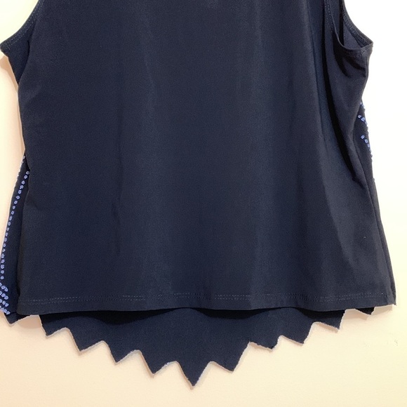 Collection Dress Barn | Beaded Sequin Black Sleeveless Pointed Scalloped Top XLP - Picture 12 of 17